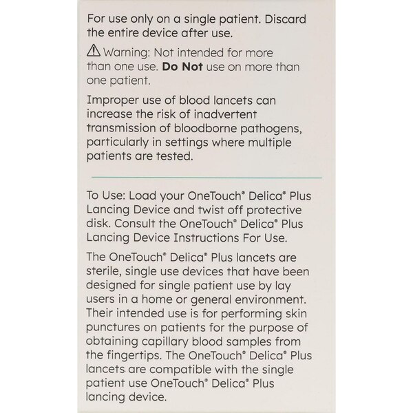 One Touch Delica 30 Gauge Fine Lancets, 100CT