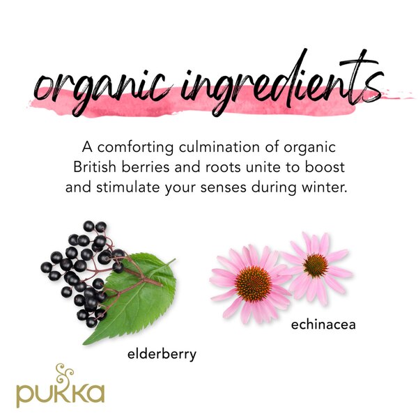 Pukka Organic Herbal Tea Bags, Elderberry & Echinacea Fruit, 20 ct, 1.41 oz