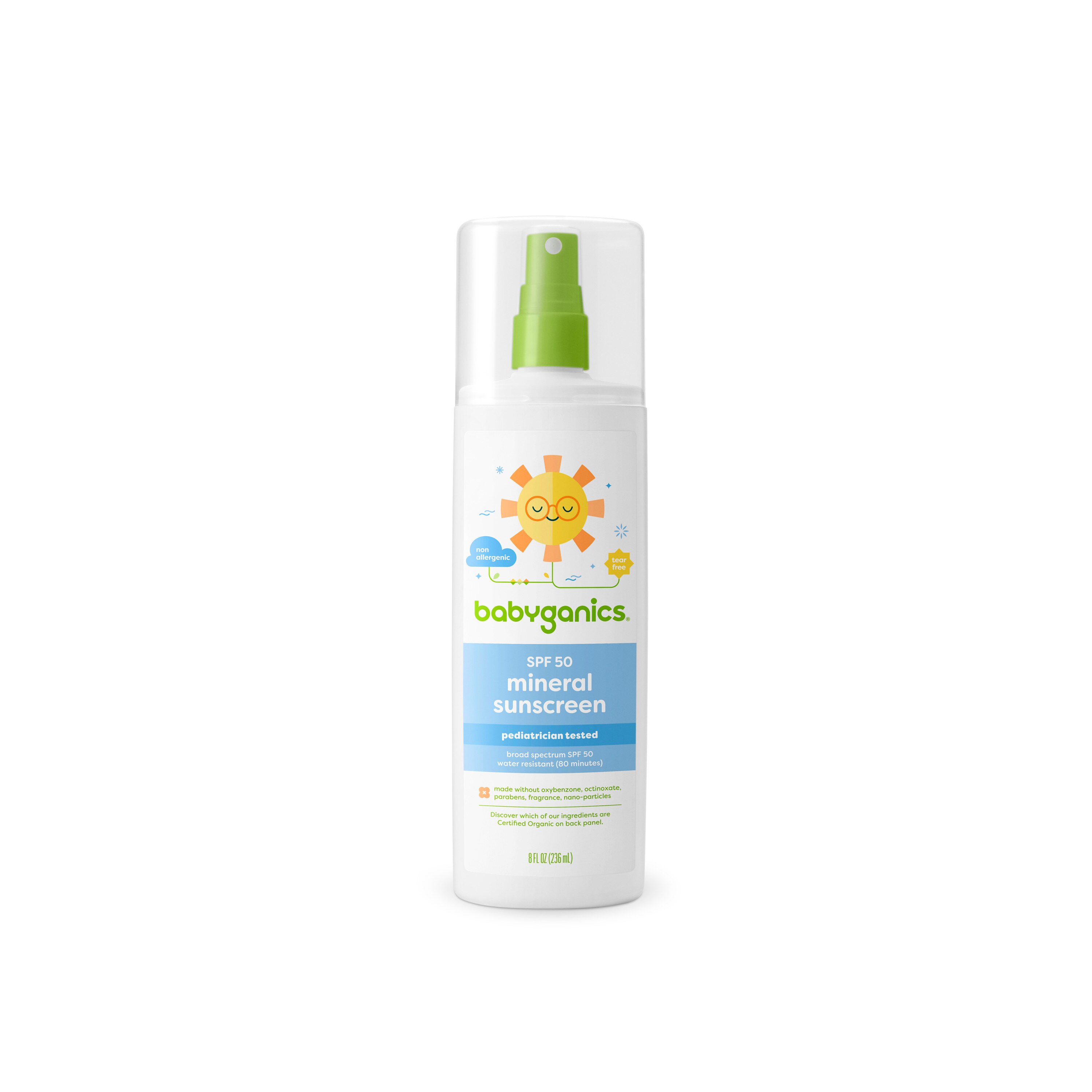 Babyganics All-Mineral Sunscreen Spray 50 SPF, 8oz