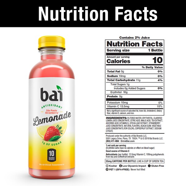 BAI Infusions Sao Paulo Strawberry Lemonade, 18 OZ