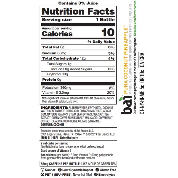 BAI Infusions Puna Coco Pineapple, 18 OZ