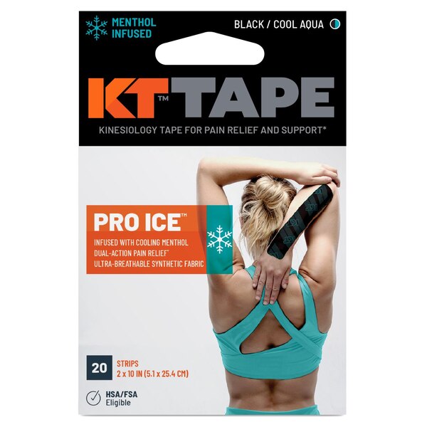 KT Tape Pro Ice Menthol Infused Sports Tape Strips, 20 CT