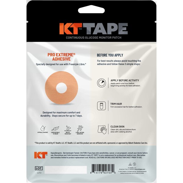 KT Tape Freestyle Libre CMG Patches, 10 CT