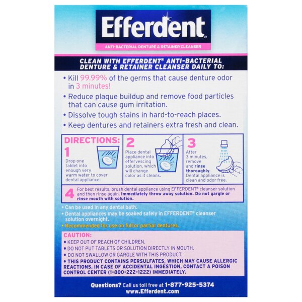 Efferdent Anti-Bacterial Dental Appliance Cleanser, 126 CT