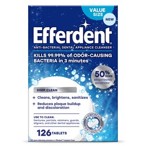 Efferdent PM Overnight Anti-Bacterial Dental Appliance Cleanser, 126 CT