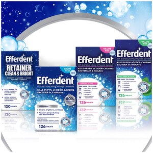 Efferdent PM Overnight Anti-Bacterial Dental Appliance Cleanser, 126 CT