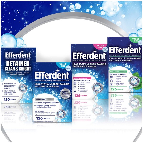 Efferdent PM Overnight Anti-Bacterial Dental Appliance Cleanser, 126 CT
