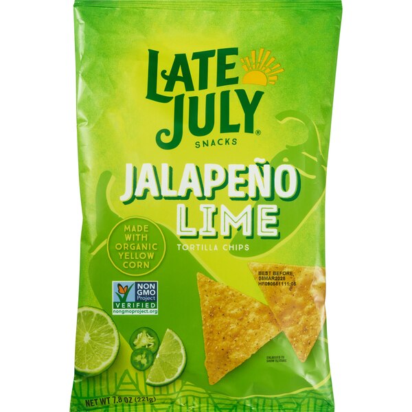 LATE JULY Snacks Jalapeno Lime Tortilla Chips, 7.8 oz