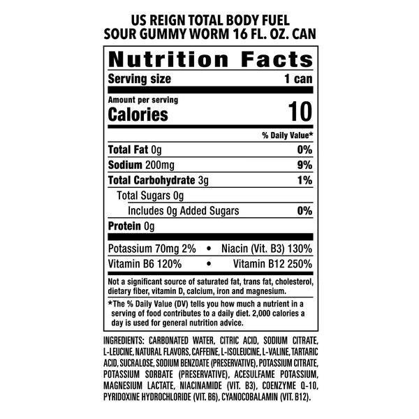 Reign Total Body Fuel, Sour Gummy Worm, 16 oz