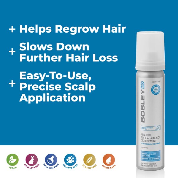 BosleyMD Men's 5% Minoxidil Foam for Hair Regrowth, 1 Month Supply