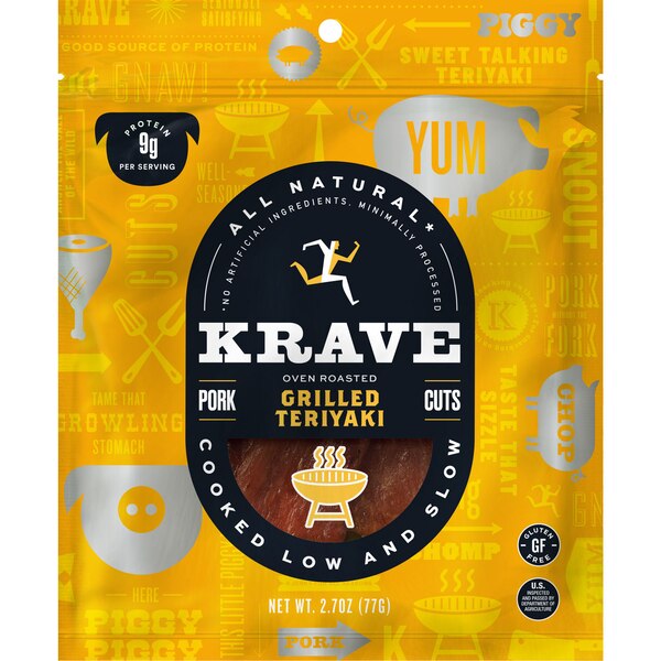 KRAVE Gourmet Pork Cuts, Grilled Teriyaki Flavor, 2.7 oz