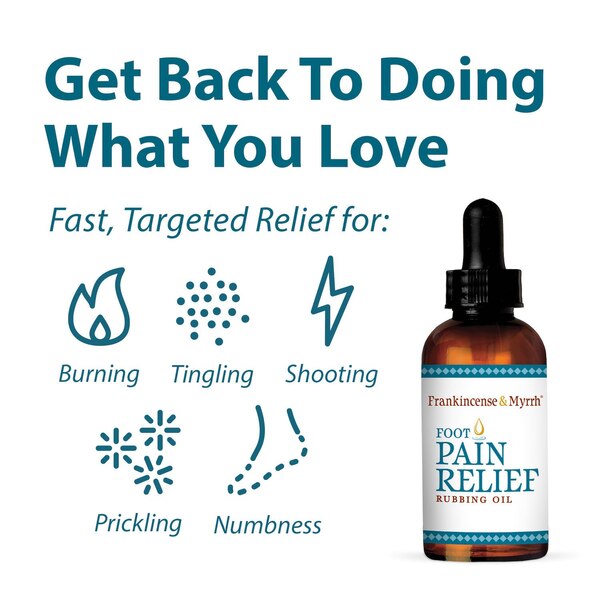 Frankincense & Myrrh Neuropathy Foot Pain Relief Rubbing Oil, 2 FL OZ