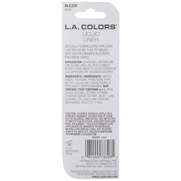 L.A. COLORS Thin Tip Liquid Eyeliner, Black