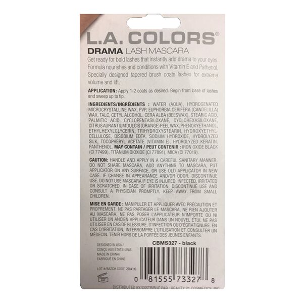 L.A. COLORS Drama Super Bold Lash Mascara, Black