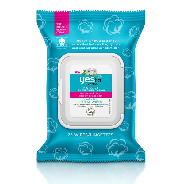 Yes To Cotton Facial Wipes, 25/Pack