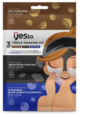 Yes To Triple Masking Kit: Coconut, Charcoal, Blueberry