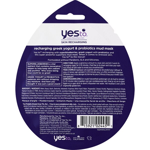 Yes To Superblueberries Greek Yogurt & Probiotics Mud Mask