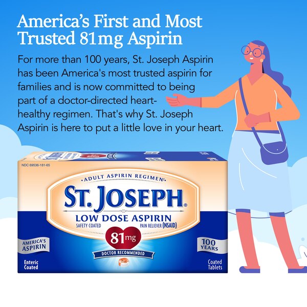 St. Joseph Low Dose Aspirin 81 MG Enteric Coated Tablets