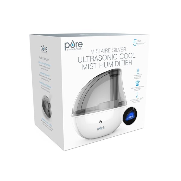 Pure Enrichment MistAire Silver Ultrasonic Cool Mist Humidifier