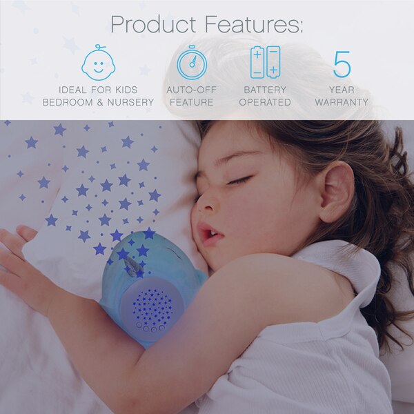 Pure Enrichment PureBaby Sound Sleepers Portable Sound Machine & Star Projector, Narwhal