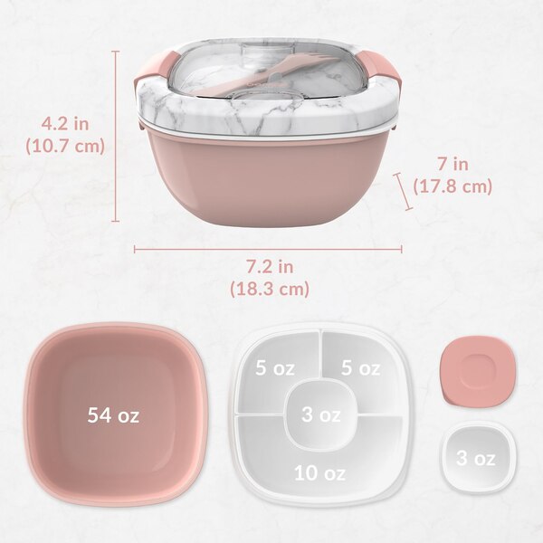 Bentgo Salad All-In-One Salad Container, Blush Marble