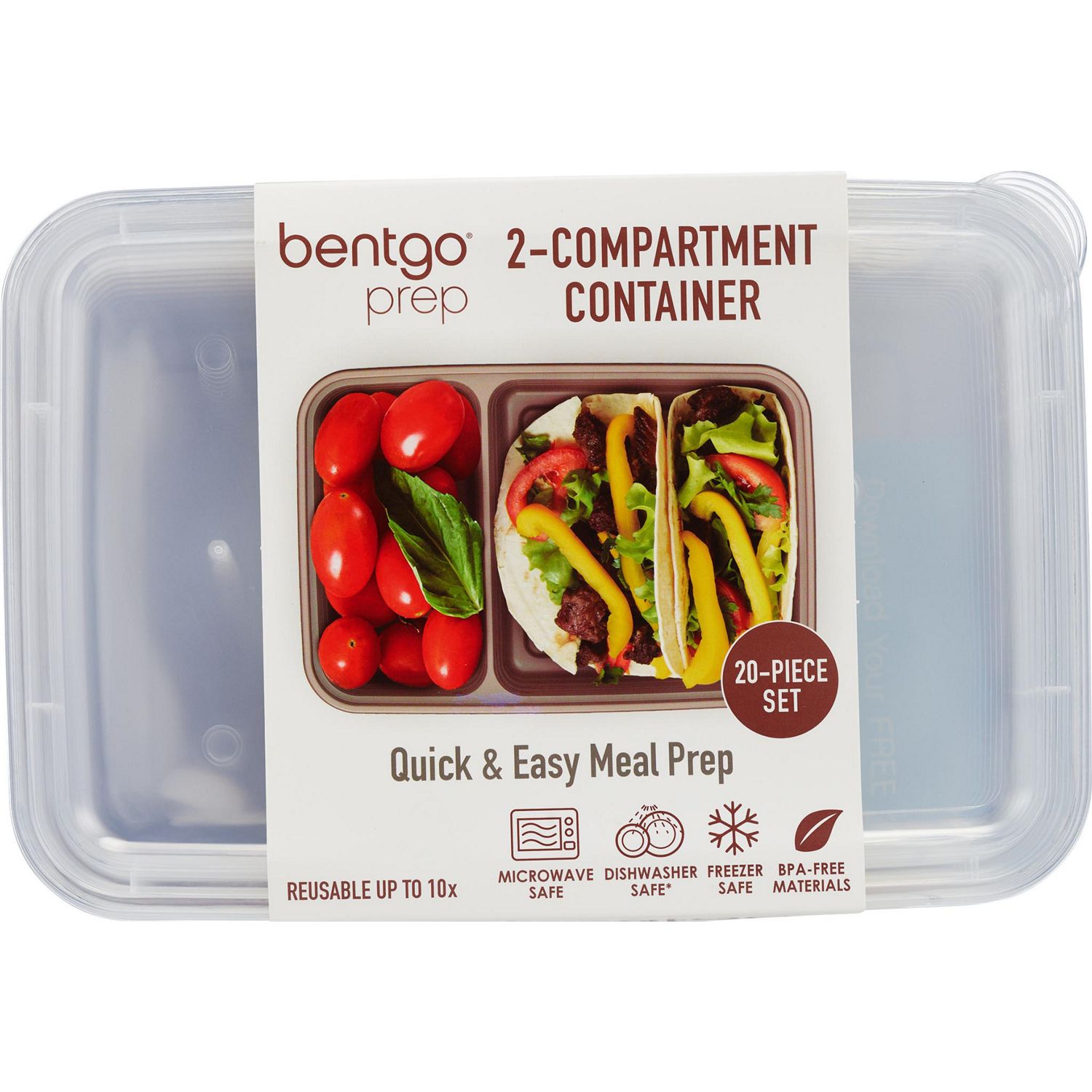 Bentgo Prep 2-Compartment Container, 10 ct