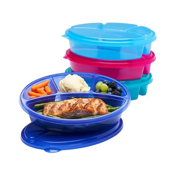 Bentgo EasyLunchboxes 4-compartment Oval Bento Lunch Box, 4 ct