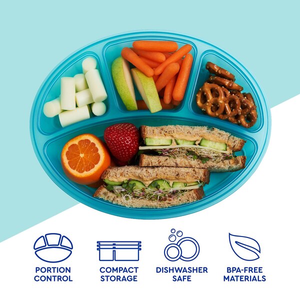Bentgo EasyLunchboxes 4-compartment Oval Bento Lunch Box, 4 ct