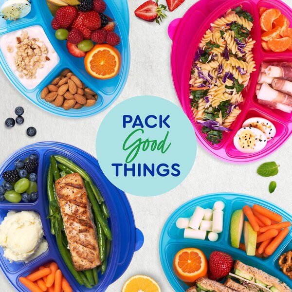 Bentgo EasyLunchboxes 4-compartment Oval Bento Lunch Box, 4 ct