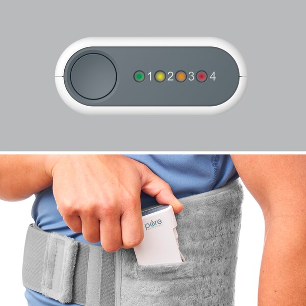 Pure Enrichment PureRelief Cordless Lumbar and Abdominal Heating Wrap, Mist Gray