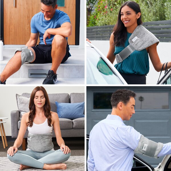 Pure Enrichment PureRelief Cordless Lumbar and Abdominal Heating Wrap, Mist Gray