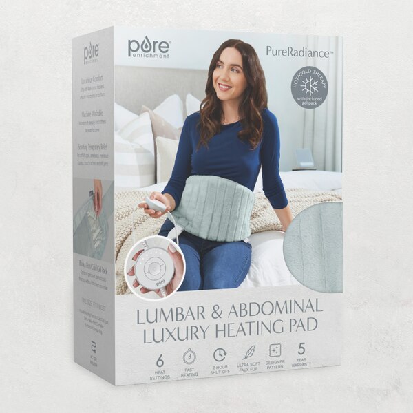 Pure Enrichment PureRadiance Lumbar & Abdominal Luxury Heating Pad, Aquamarine