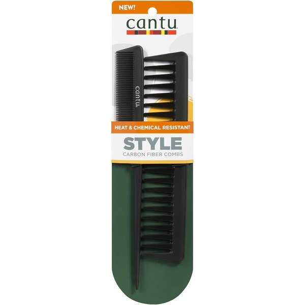 Cantu Style Carbon Fiber Combs, Black, 2 CT