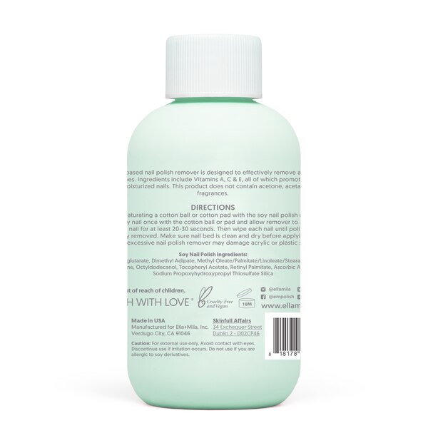 ella+mila Unscented Soy Nail Polish Remover, 4 OZ