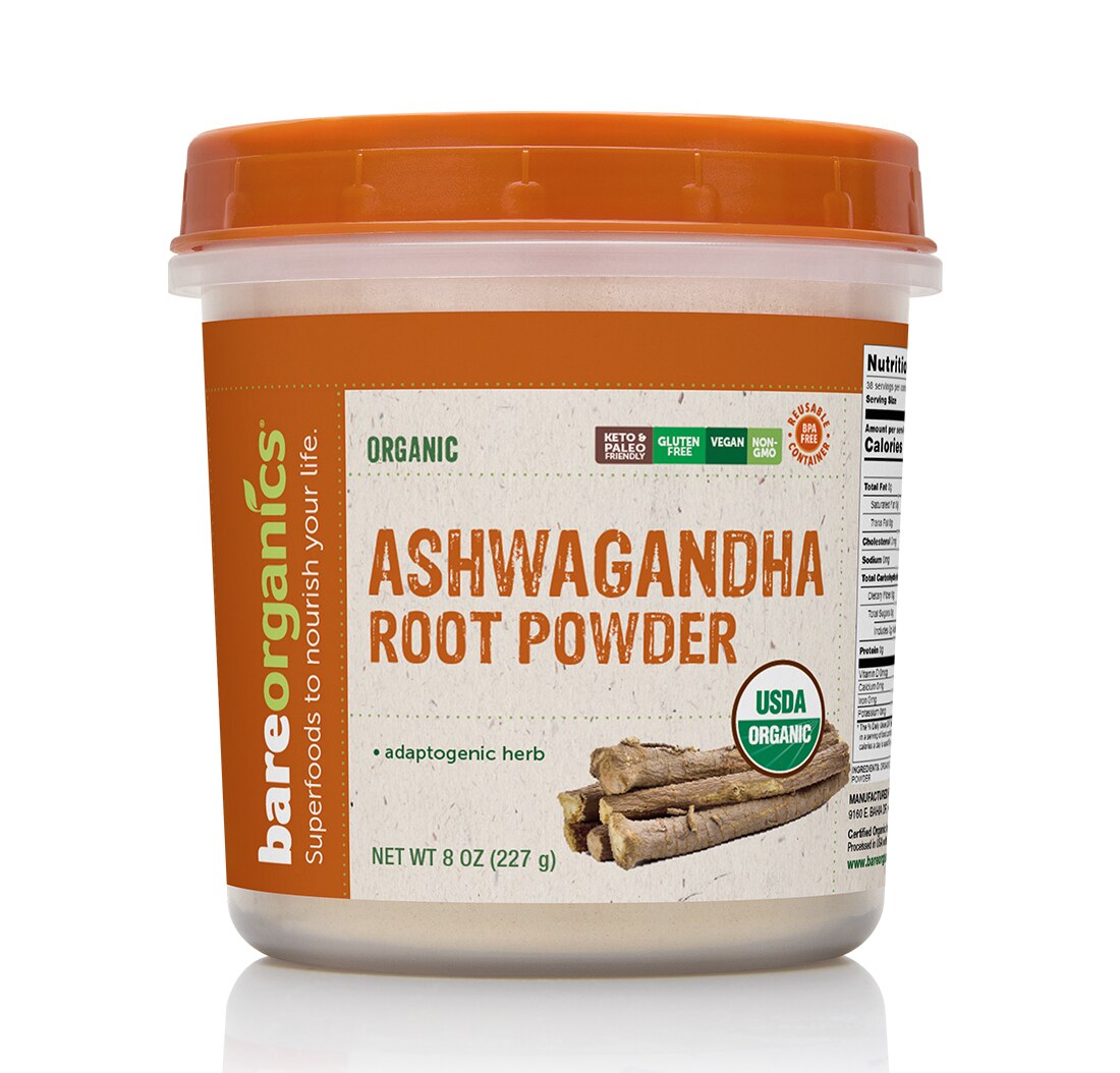 BareOrganics Ashwagandha Root Powder, 8 OZ