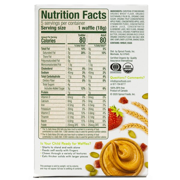 Sprout Foods Organic Pumpkin Butter & Jelly Wafflez, 5 CT