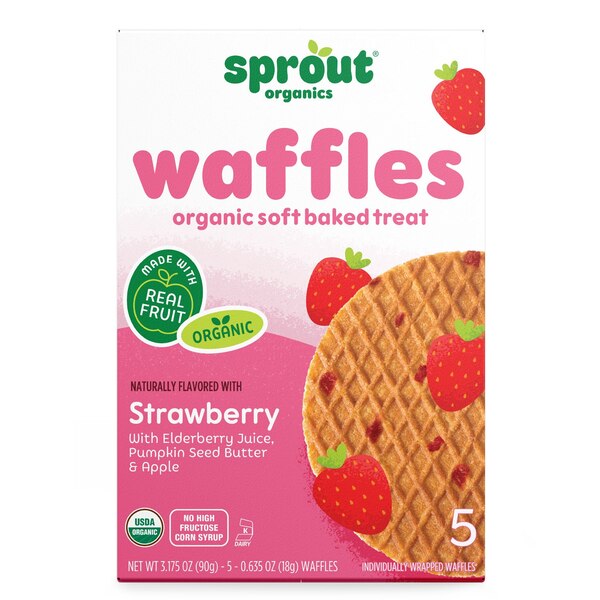 Sprout Organics Waffles Soft Baked Treat, Strawberry
