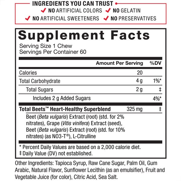 Force Factor Total Beets Chews, 60 CT