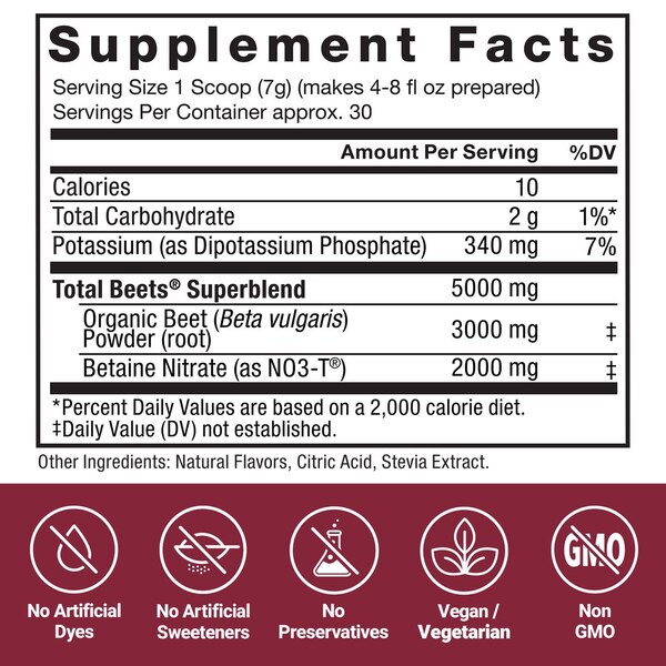 Force Factor Total Beets Powder, Pomegranate Berry Flavor, 7.4 OZ