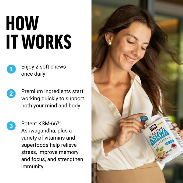 Amazing Ashwa Soft Chews, Triple Berry, 60 CT