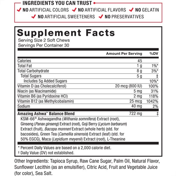 Amazing Ashwa Soft Chews, Triple Berry, 60 CT