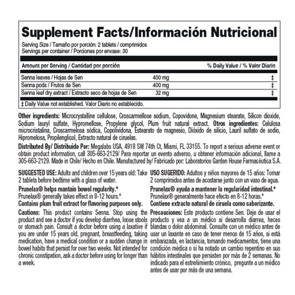 Prunelax Ciruelax Coated Tablets, 60CT