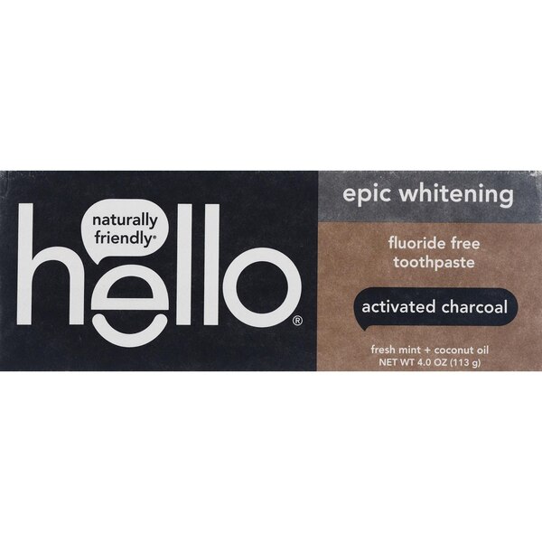 Hello Activated Charcoal Epic Whitening Toothpaste, Fresh Mint + Coconut Oil, 4 OZ