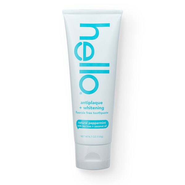 hello Antiplaque and Whitening Fluoride-Free Toothpaste, Natural Peppermint with Tea Tree and Coconut Oil, 4.7 OZ