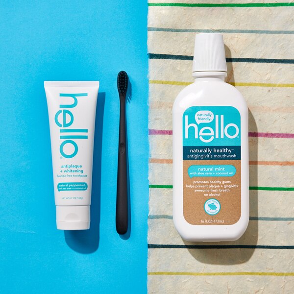 hello Antiplaque and Whitening Fluoride-Free Toothpaste, Natural Peppermint with Tea Tree and Coconut Oil, 4.7 OZ