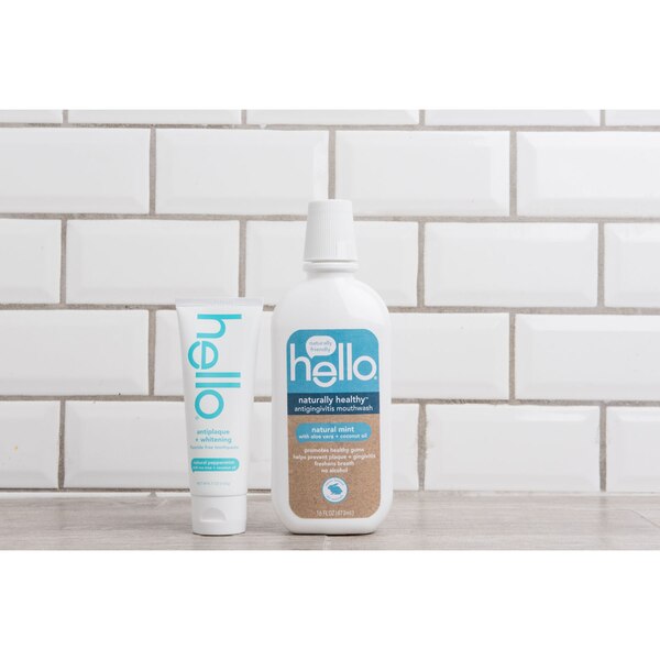 hello Antiplaque and Whitening Fluoride-Free Toothpaste, Natural Peppermint with Tea Tree and Coconut Oil, 4.7 OZ