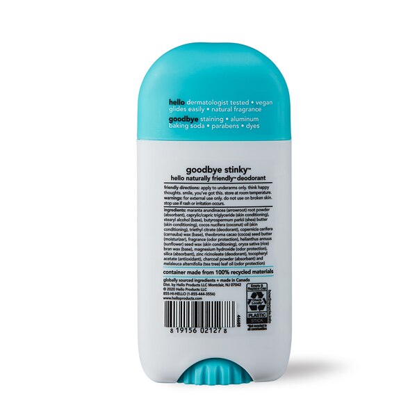 hello 24-Hour Deodorant Stick, Clean + Fresh, 2.6 OZ
