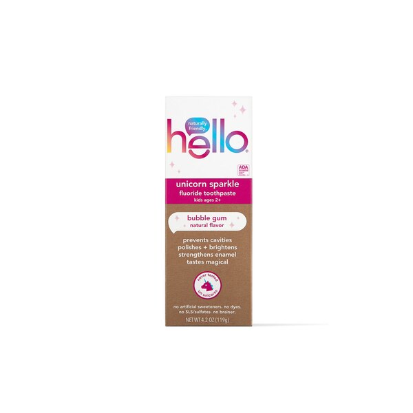 hello Kids Unicorn Sparkle Fluoride Toothpaste for ages 2+, Bubble Gum