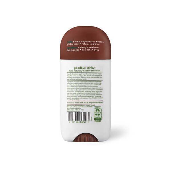 hello 24-Hour Deodorant Stick, Sweet Coconut, Shea Butter, 2.6 OZ