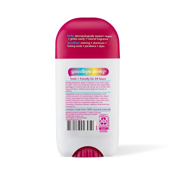 hello Unicorn Aluminum Free 24-Hour Deodorant Stick, Shea Butter, 2.6 OZ